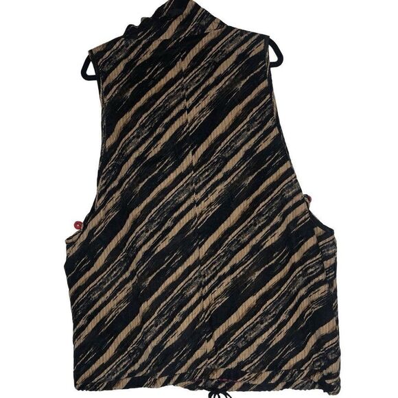 Fun Lagenlook, Artistic, Black & Tan Corduroy Appliqué Tunic Top/Vest Size M - Picture 3 of 13